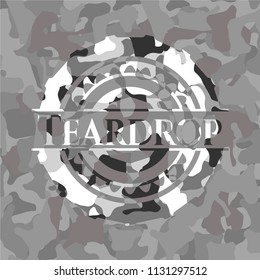 Teardrop on grey camouflage pattern