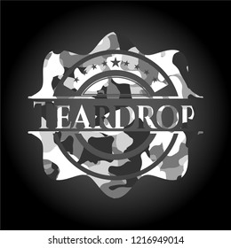 Teardrop on grey camouflaged texture