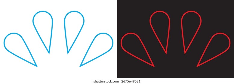 Diseño de Vector de contorno de lágrima. Ilustración minimalista con tres contornos de lágrima reflejados en espacio negativo, ideal para diseño abstracto y fondos. Ilustración vectorial

