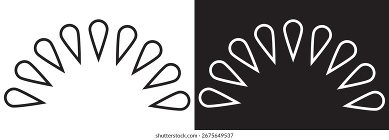Teardrop outline vector design. Minimalist illustration featuring three teardrop outlines mirrored in negative space, ideal for abstract design and backgrounds. vector illustration

