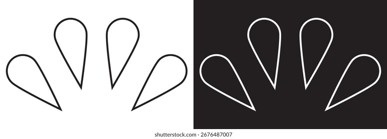 Diseño de Vector de contorno de lágrima. Ilustración minimalista con tres contornos de lágrima reflejados en espacio negativo, ideal para diseño abstracto y fondos. Ilustración vectorial

