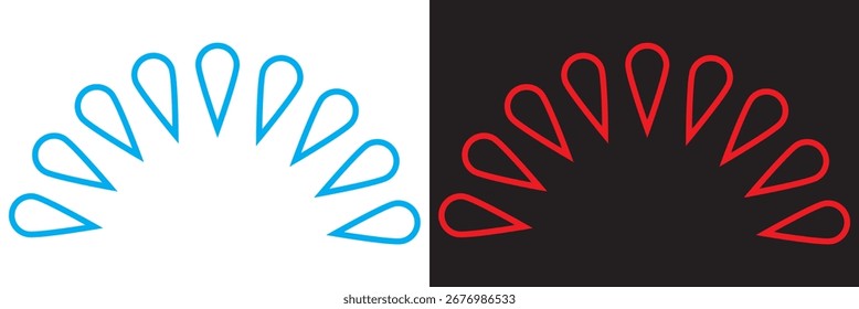 Diseño de Vector de contorno de lágrima. Ilustración minimalista con tres contornos de lágrima reflejados en espacio negativo, ideal para diseño abstracto y fondos. Ilustración vectorial

