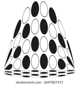 Projeto de padrão de lágrima. Disposição oval. Elementos decorativos vetoriais. Composição em branco preto.