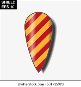 Teardrop shield from wood and steel isolated on white background - vector EPS 10
