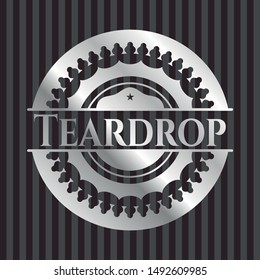 Teardrop silver badge. Vector Illustration. Mosaic.