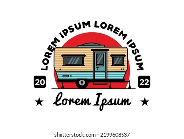 Teardrop van camper for camping illustration badge design