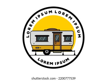 Teardrop van camper for camping illustration badge design
