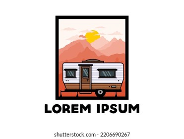 Teardrop van camper for camping illustration badge design