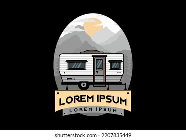 Teardrop van camper for camping illustration badge design