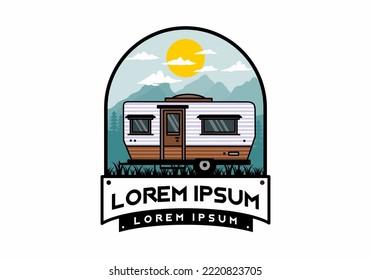 Teardrop van camper for camping illustration badge design