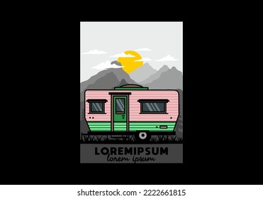 Teardrop van camper for camping illustration badge design