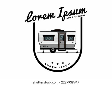 Teardrop van camper for camping illustration badge design