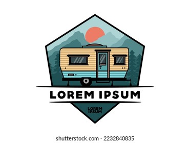 Teardrop van camper for camping illustration badge design