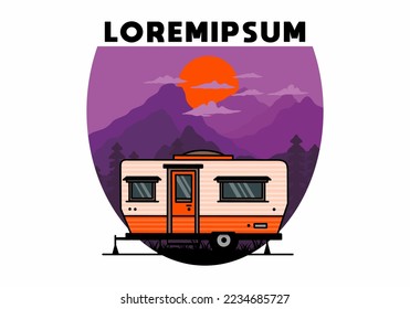 Teardrop van camper for camping illustration badge design