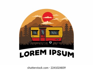 Teardrop van camper for camping illustration badge design