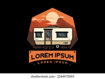 Teardrop van camper for camping illustration badge design