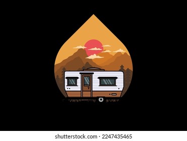 Teardrop van camper for camping illustration badge design