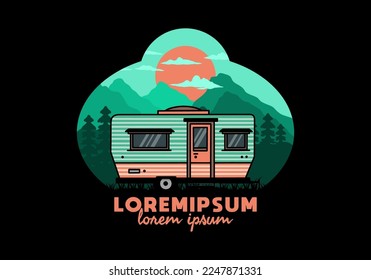 Teardrop van camper for camping illustration badge design