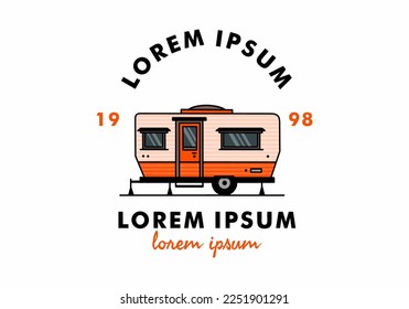 Teardrop van camper for camping illustration badge design