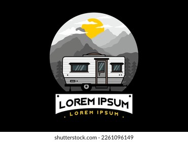 Teardrop van camper for camping illustration badge design