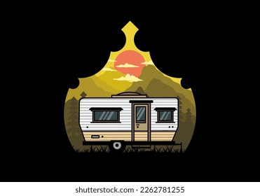 Teardrop van camper for camping illustration badge design