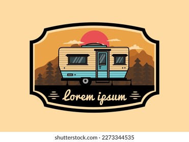 Teardrop van camper for camping illustration badge design