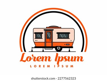 Teardrop van camper for camping illustration badge design