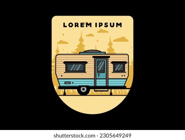 Teardrop van camper for camping illustration badge design