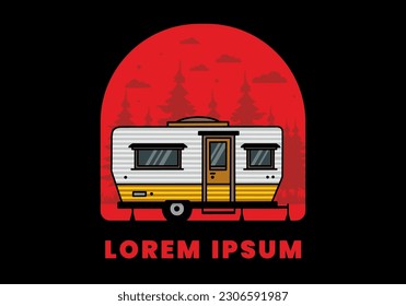 Teardrop van camper for camping illustration badge design
