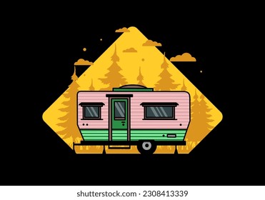 Teardrop van camper for camping illustration badge design