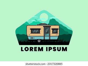 Teardrop van camper for camping illustration badge design