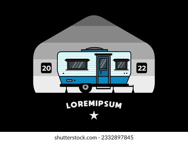 Teardrop van camper for camping illustration badge design