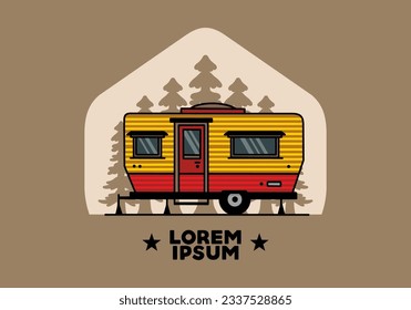 Teardrop van camper for camping illustration badge design