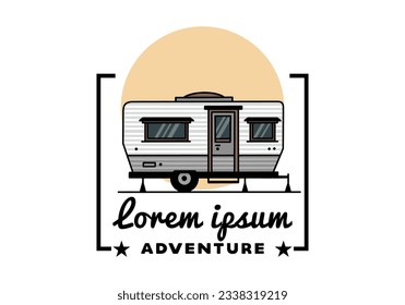 Teardrop van camper for camping illustration badge design