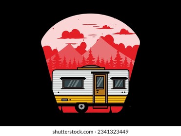Teardrop van camper for camping illustration badge design