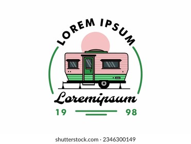 Teardrop van camper for camping illustration badge design