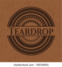 Teardrop wooden emblem. Vintage.