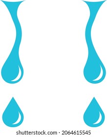 Teardrops Dripping water. Drops of rain, liquid flow or cartoon tears.