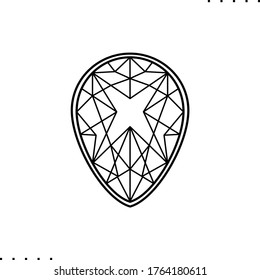 Icono de vector de diamante en forma de lágrima en contornos 