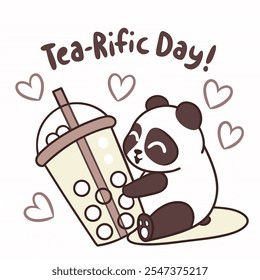 Tea-Rific Day with Boba Tea Vector Design