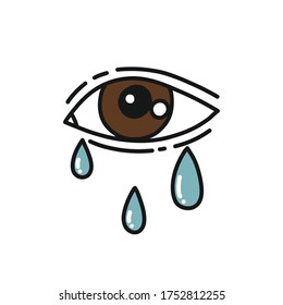 tearing eyes doodle icon, vector illustration