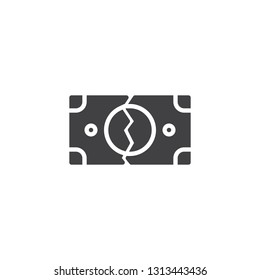 Tearing Money Banknote Vector Icon Filled Stock Vector (Royalty Free ...