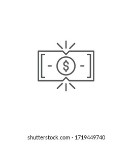 Tearing money banknote vector icon symbol isolated on white background