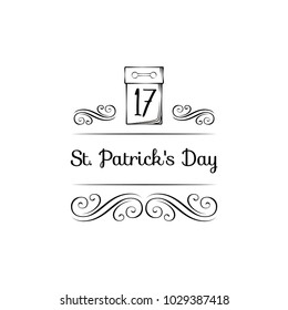 Tear-off calendar with the date 17 March to St. Patrick's Day. Vector illustration isolated on white background