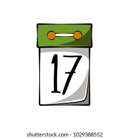 Tear-off calendar with the date 17 March to St. Patrick's Day. Vector illustration isolated on white background