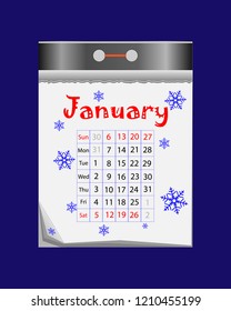 Tear-off calendar icon in flat style on blue background