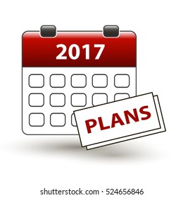 tear-off calendar with a note with a title plans on a white 