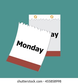 tear-off calendar paper show Monday-vector