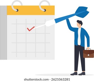 calendário de descolamento com um dardo saliente de um dardo,

