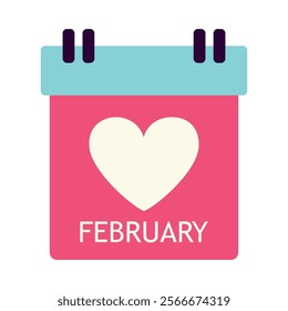 Tear-off calendar. Valentine's day. Vector illustration in flat style.